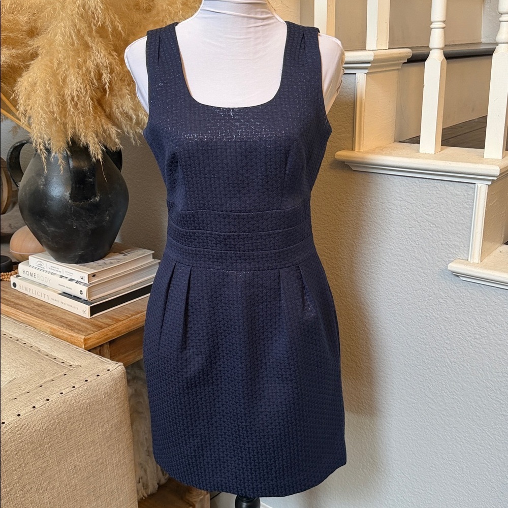 Banana Republic Navy Shimmer Shift Tank Business Office Wear Dress 6P